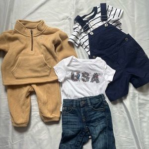 C1. 6 pieces baby boys clothing bundle. all brand new, all sizes 6-12 months!